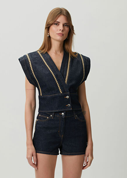 Opal Dark Blue Denim Vest