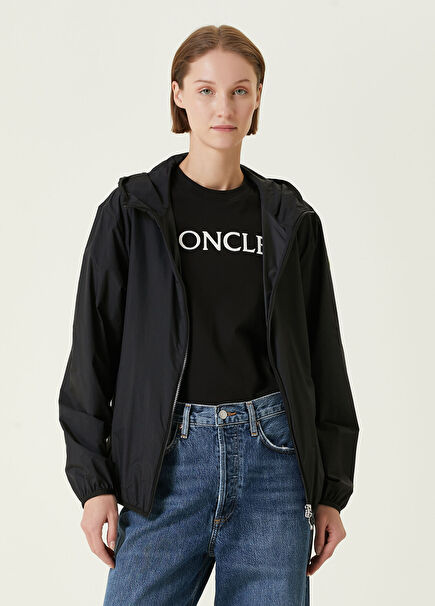 Fegeo Siyah Kapüşonlu Yağmurluk