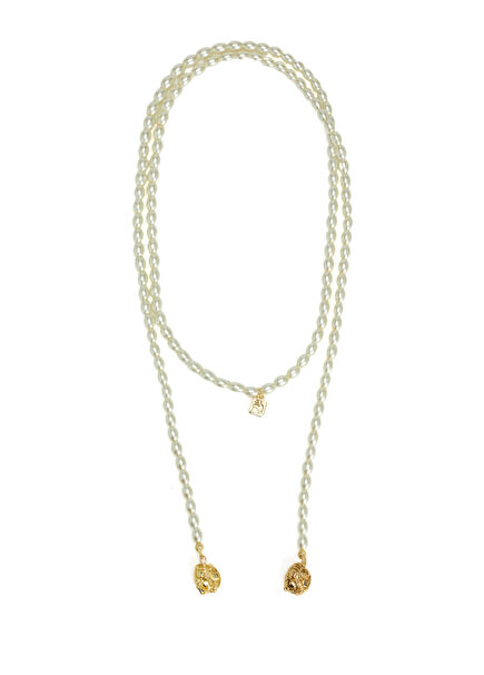 Gold Amorphous Tipped Pearl Women's Glass Necklace