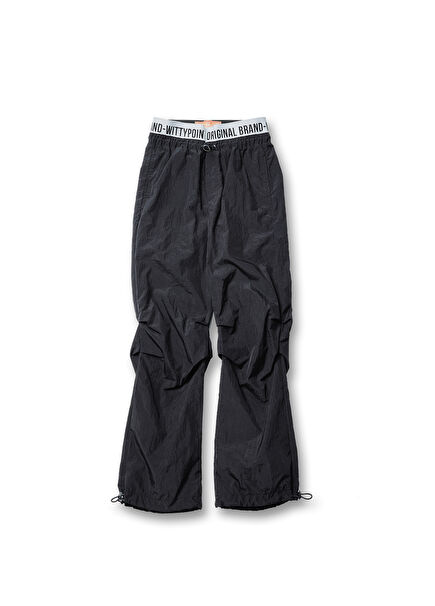 Black Logo Waistband Girls' Parachute Pants