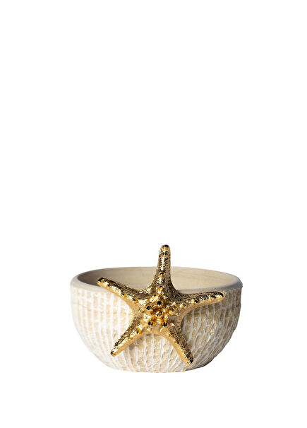 Gold Starfish Detailed Natural Stone Presentation Bowl 18 cm