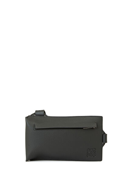 Vertical Black Men's Leather Bag