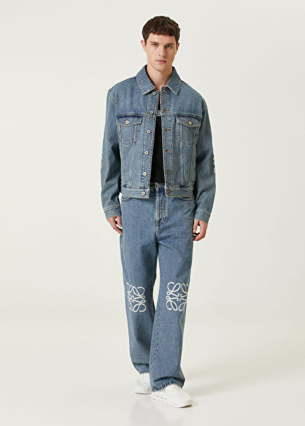 Mavi Logo Nakışlı Jean Pantolon