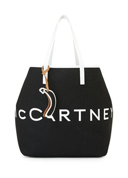 Black Logo Printed Women's Handbag