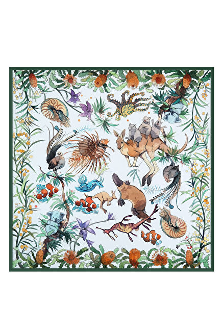 Australian Biodiversity Silk Scarf 55 x 55 cm