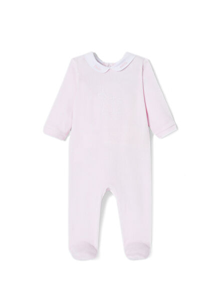 Pale Pink Newborn Girl Velvet Romper