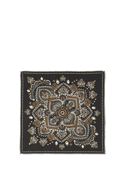 Black Paisley Patterned Wool Bag Handkerchief