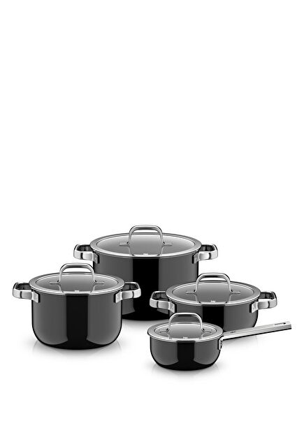 Fusiontec Black Steel 4-Piece Cookware Set