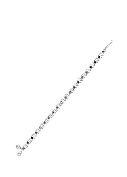 Kaplan Charm Siyah LT Signature Zirkon Taş Beyaz Altın Kaplama 925 Ayar Gümüş Erkek Bileklik