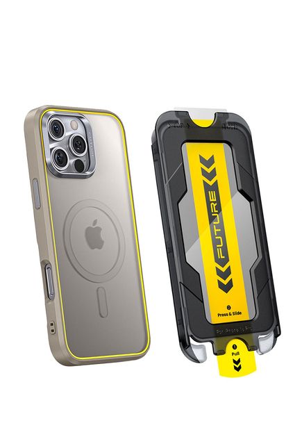 The Future Iphone 16 Pro Full Coverage Unbreakable Tempered Glass Desert Titanium Phone Case