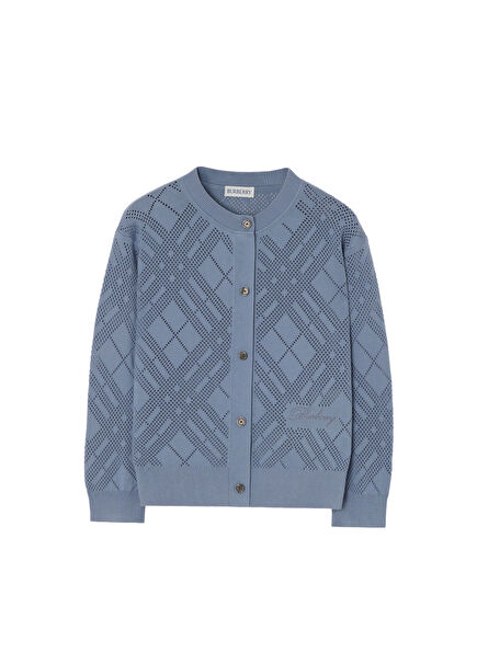 Katrina Check Blue Cotton Unisex Kids Cardigan