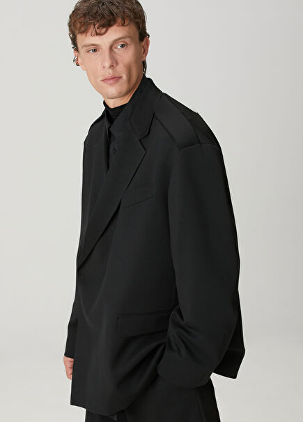 x Edis Siyah Apoletli Oversized Ceket
