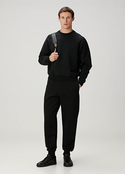 Black Waist Corded Jogger Sweatpants