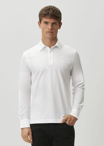 White Long-Sleeve Polo Shirt