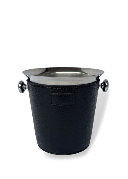 Black Leather Ice Bucket