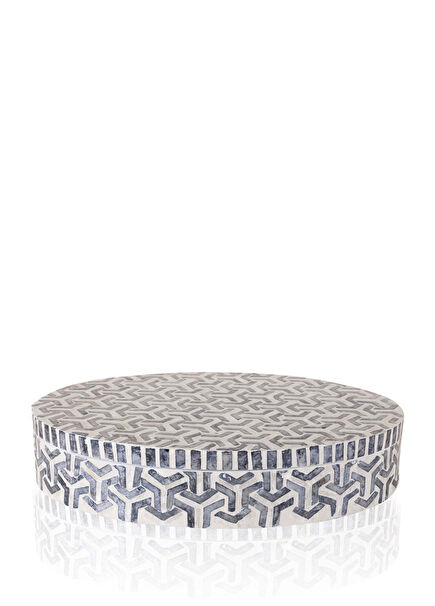 Mother-of-pearl Ceramic Round Decorative Box 40 x 30 cm
