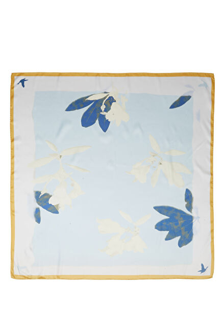 Mavi Çiçekli Eşarp