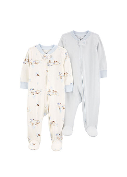 Fermuarlı Erkek Bebek 2'li Uyku Tulumu Seti