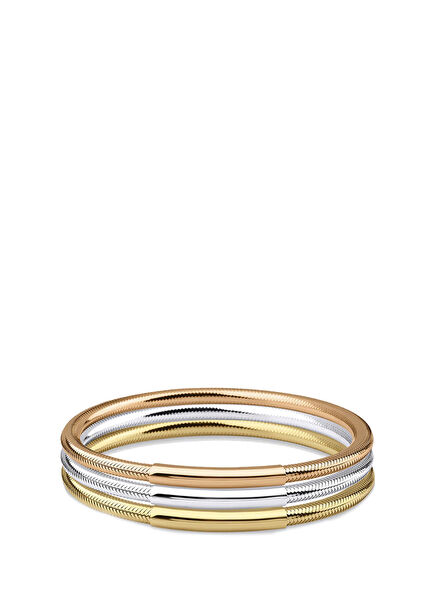 İnce Plakalı Flex 3'lü 14 Ayar Altın Kadın Bileklik