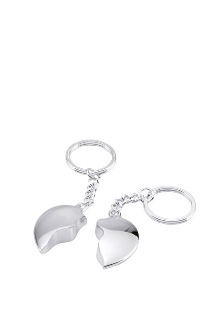 Silver Plated 2-Piece Half Heart Keychain
