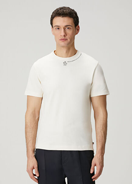 Beyaz Logo Baskılı T-shirt