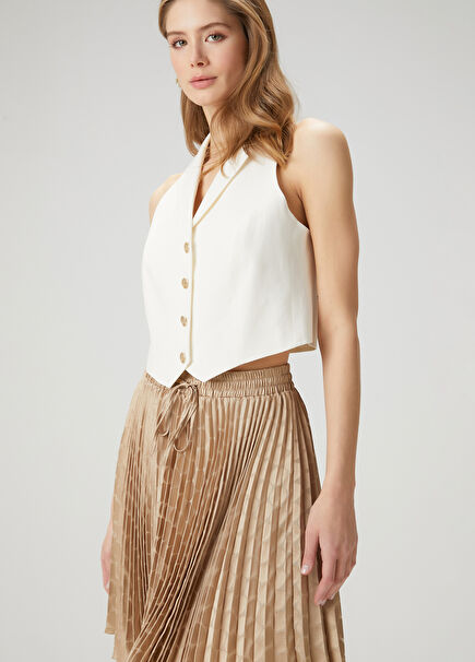 Beige Polka Dot Mini Skirt