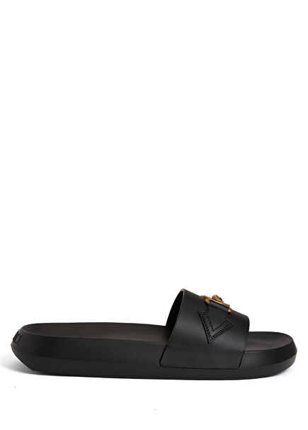 Black Men's Leather Slippers