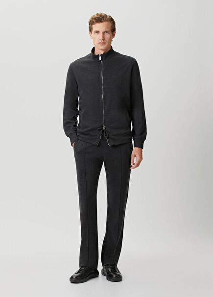 Black Waist Corded Wool Trousers