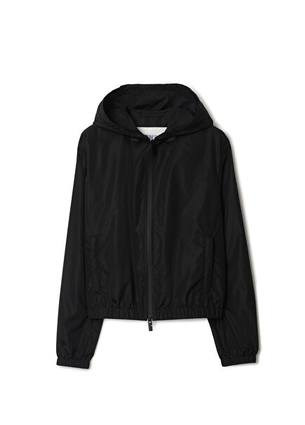 Siyah Kapüşonlu Kadın Mont