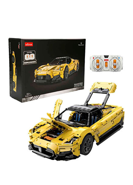 1:8 Illuminated Maserati MC20 Yellow USB Charging Remote Control 3457 Piece 14+ Years Old Model Car Construction Set