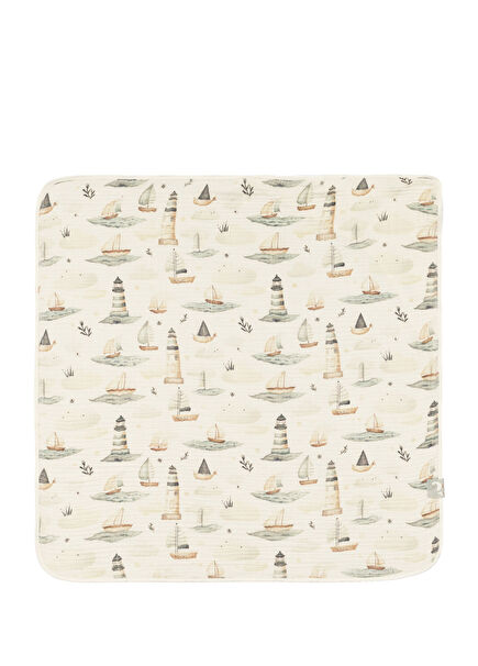 Little Mariner Krem Bej %100 Pamuk Müslin Bebek Bakım Örtüsü