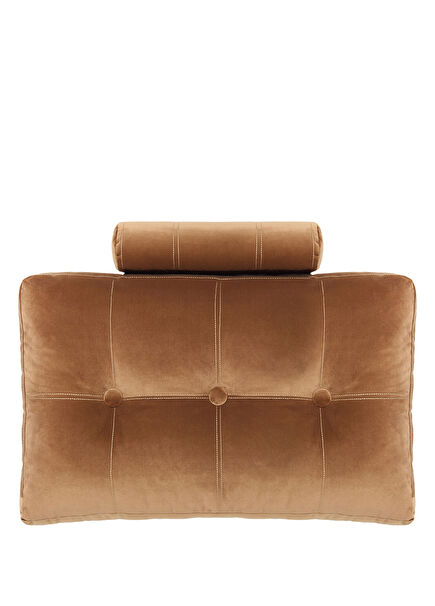 Balin Detailed Camel Beige Velvet Throw Pillow