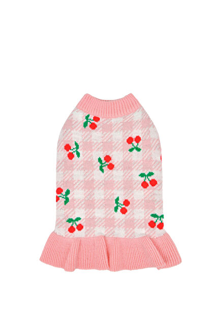 Rio Pembe Örgü Orta Irk Köpek Elbisesi