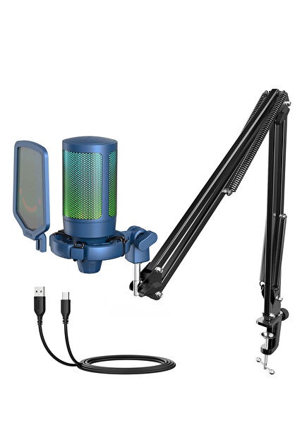 Ampligame A6TB RGB USB Blue Microphone Set