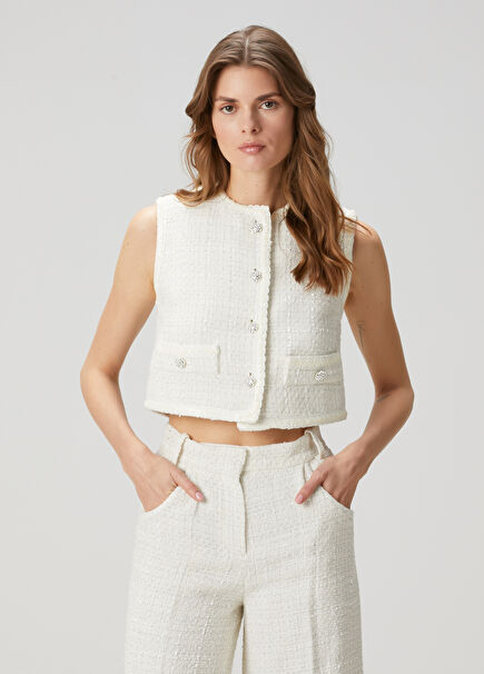 Vadere Ecru Tweed Vest