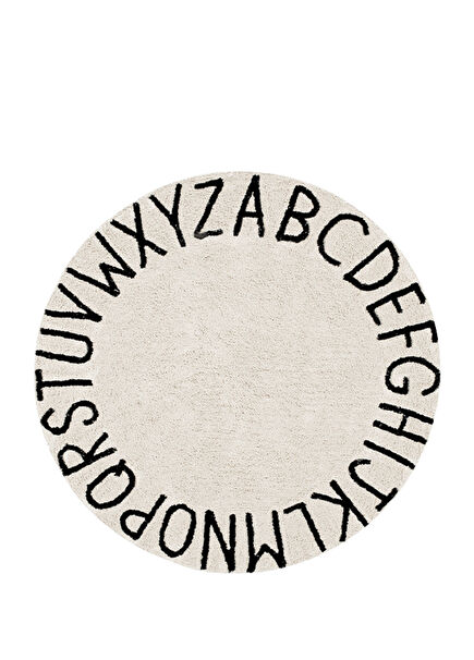 Round ABC Natural Black Children's Room Rug 150 cm