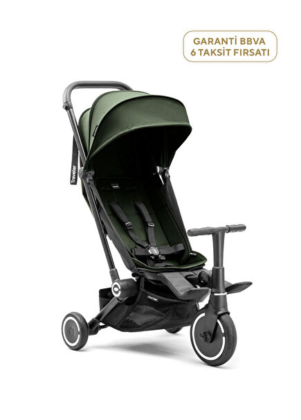 Traveler Hepsi Bir Arada Forest Green Kabin Boy Bebek Arabası ve Bisiklet