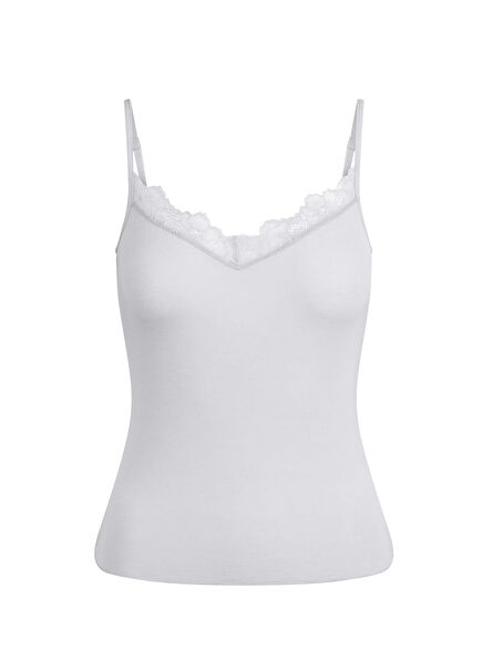 Lace Cami Açık Gri Atlet
