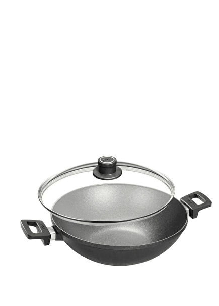 Siyah Titanyum Kaplama Wok Tava 32 cm 