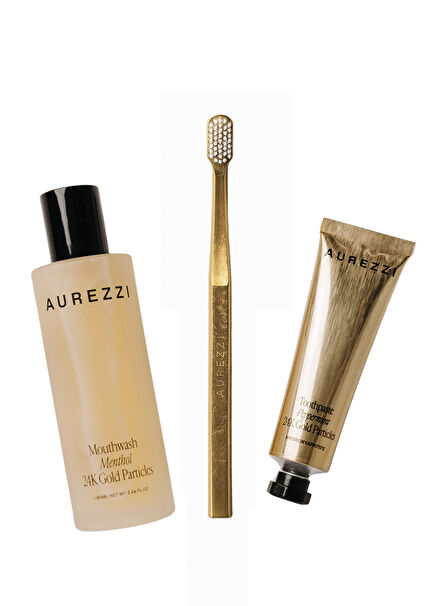 Travel Trio Gold Ağız Bakım Suyu 80 ml + Menthol Gold Diş Macunu 25 ml + Gold White Soft Diş Fırçası 3'lü Seyahat Boy Ağız Bakım Seti