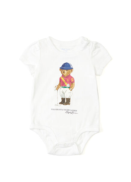 Polo Bear Beyaz Kız Bebek Tulum