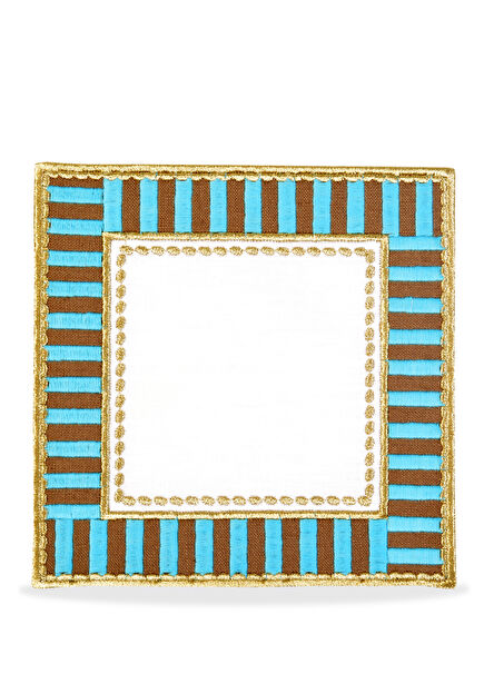 Decorative Candy Series Linen Blue Grey Plaid 2-Pack Cocktail Napkins 15x15 cm