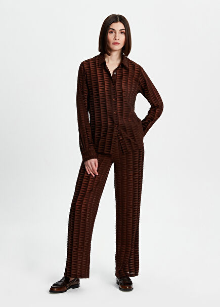 Women's Tulle Pants with Brown Embossing