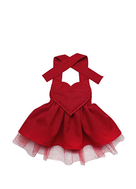 Kırmızı Kalpli Kedi ve Köpek Elbise