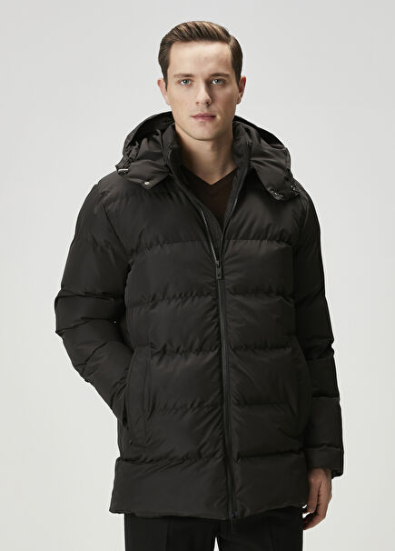 Black Hooded Puff Coat