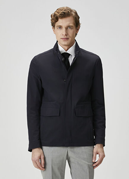 Navy Blue Drawstring Waist Coat