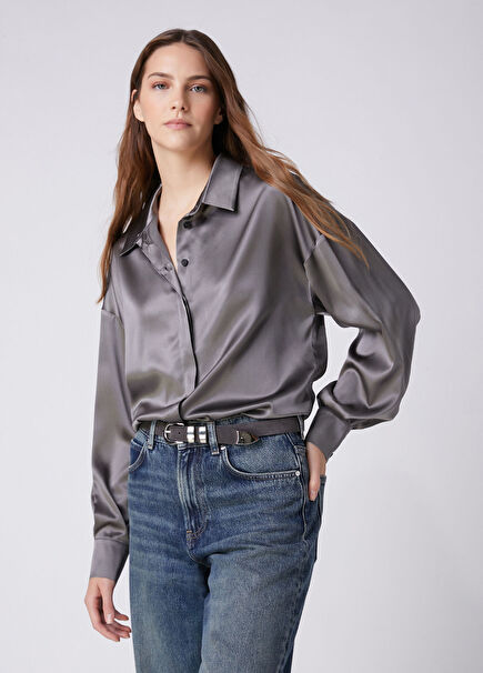Grey Twill Silk Shirt
