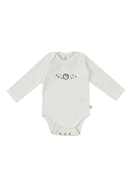 Planet Gusto White Organic Cotton Long Sleeve Snap Bodysuit