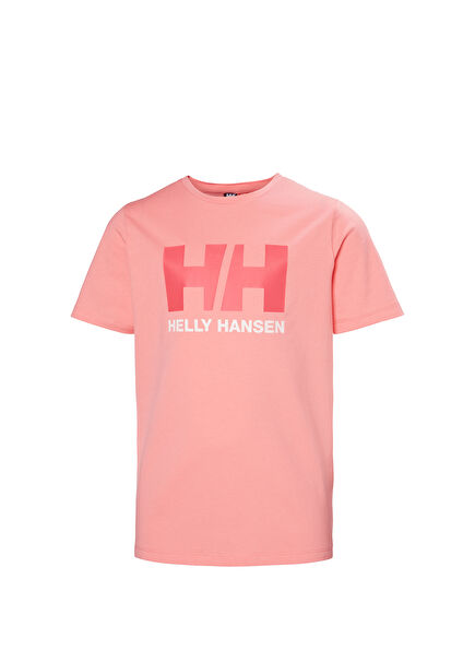 Logo Baskılı Kısa Kollu Açık Pembe Kız Çocuk T-shirt