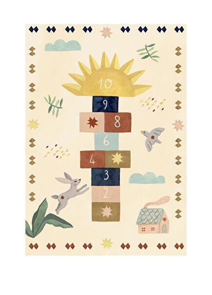 Bunny Hops Sun Pops Hopscotch Beige Children's Carpet 160 x 230 cm
